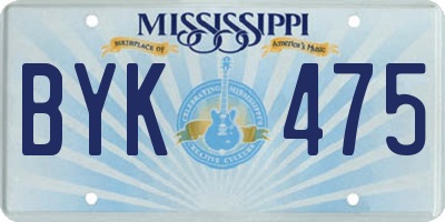 MS license plate BYK475