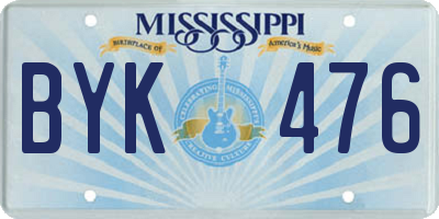 MS license plate BYK476