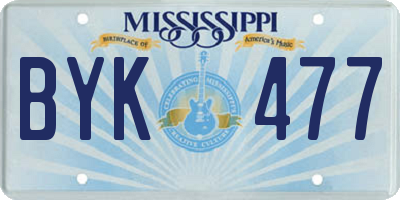 MS license plate BYK477