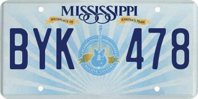 MS license plate BYK478