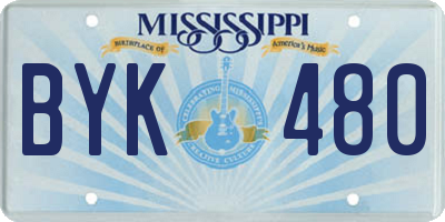MS license plate BYK480