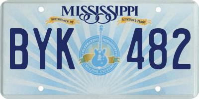 MS license plate BYK482