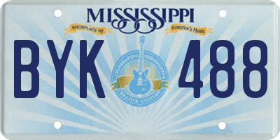 MS license plate BYK488