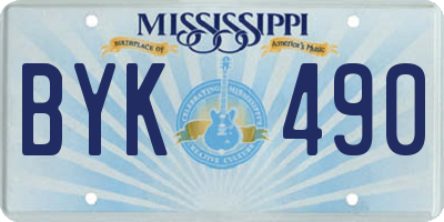 MS license plate BYK490
