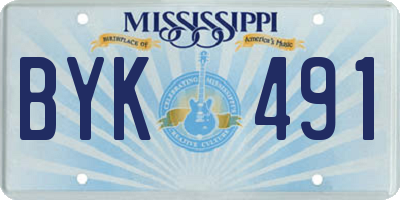 MS license plate BYK491
