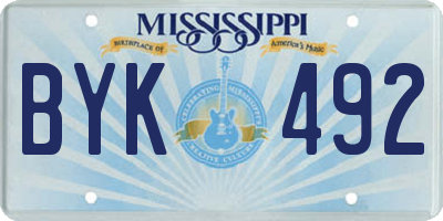 MS license plate BYK492