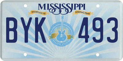 MS license plate BYK493
