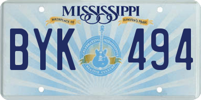 MS license plate BYK494
