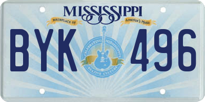 MS license plate BYK496