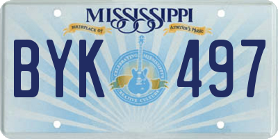 MS license plate BYK497