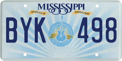 MS license plate BYK498
