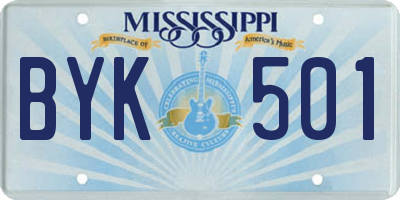 MS license plate BYK501