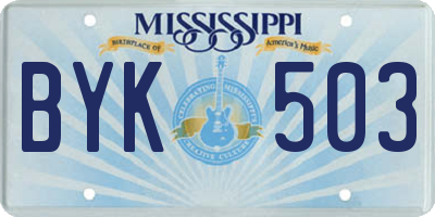 MS license plate BYK503