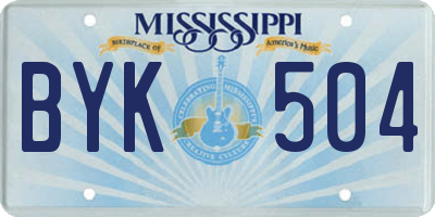 MS license plate BYK504