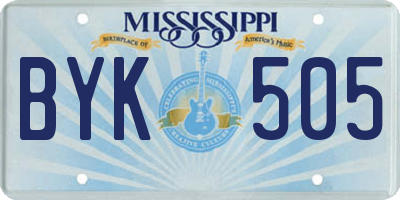 MS license plate BYK505