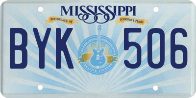 MS license plate BYK506