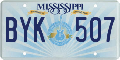 MS license plate BYK507