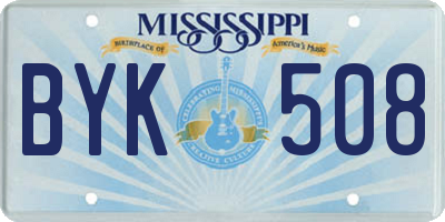 MS license plate BYK508
