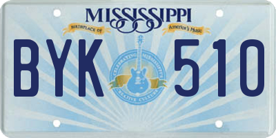 MS license plate BYK510