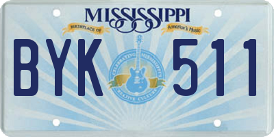 MS license plate BYK511