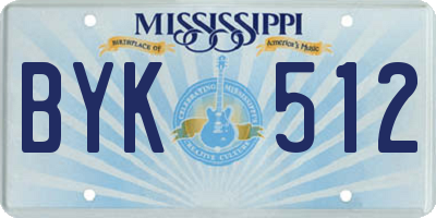 MS license plate BYK512