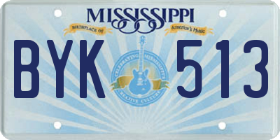 MS license plate BYK513