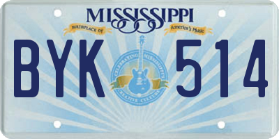 MS license plate BYK514