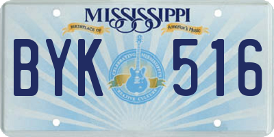 MS license plate BYK516