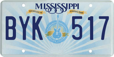 MS license plate BYK517