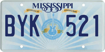 MS license plate BYK521