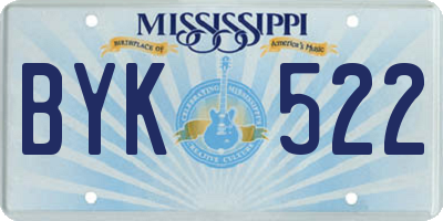 MS license plate BYK522