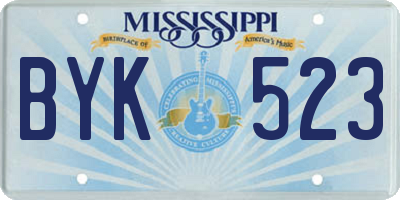 MS license plate BYK523