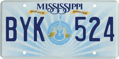 MS license plate BYK524