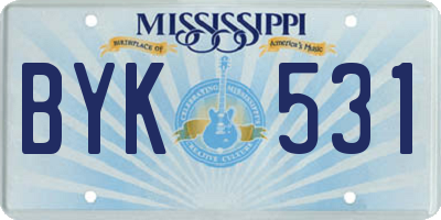 MS license plate BYK531