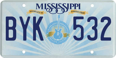 MS license plate BYK532