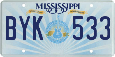 MS license plate BYK533