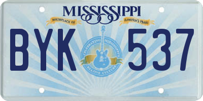 MS license plate BYK537