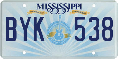 MS license plate BYK538