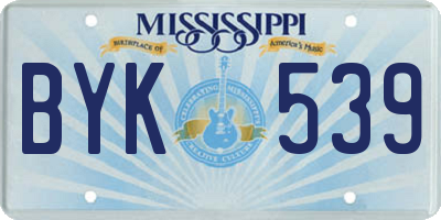 MS license plate BYK539