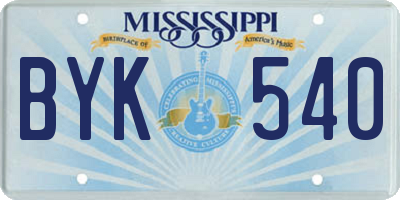 MS license plate BYK540