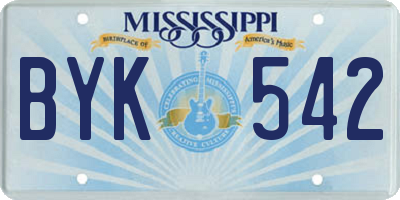 MS license plate BYK542