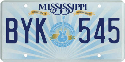 MS license plate BYK545