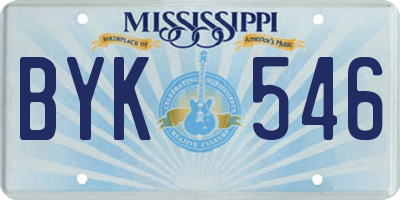 MS license plate BYK546