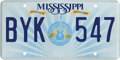 MS license plate BYK547