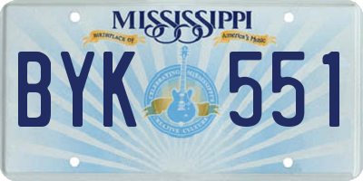MS license plate BYK551