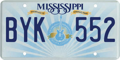 MS license plate BYK552