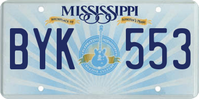 MS license plate BYK553