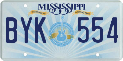 MS license plate BYK554