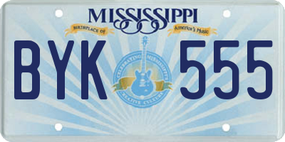 MS license plate BYK555
