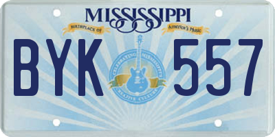 MS license plate BYK557